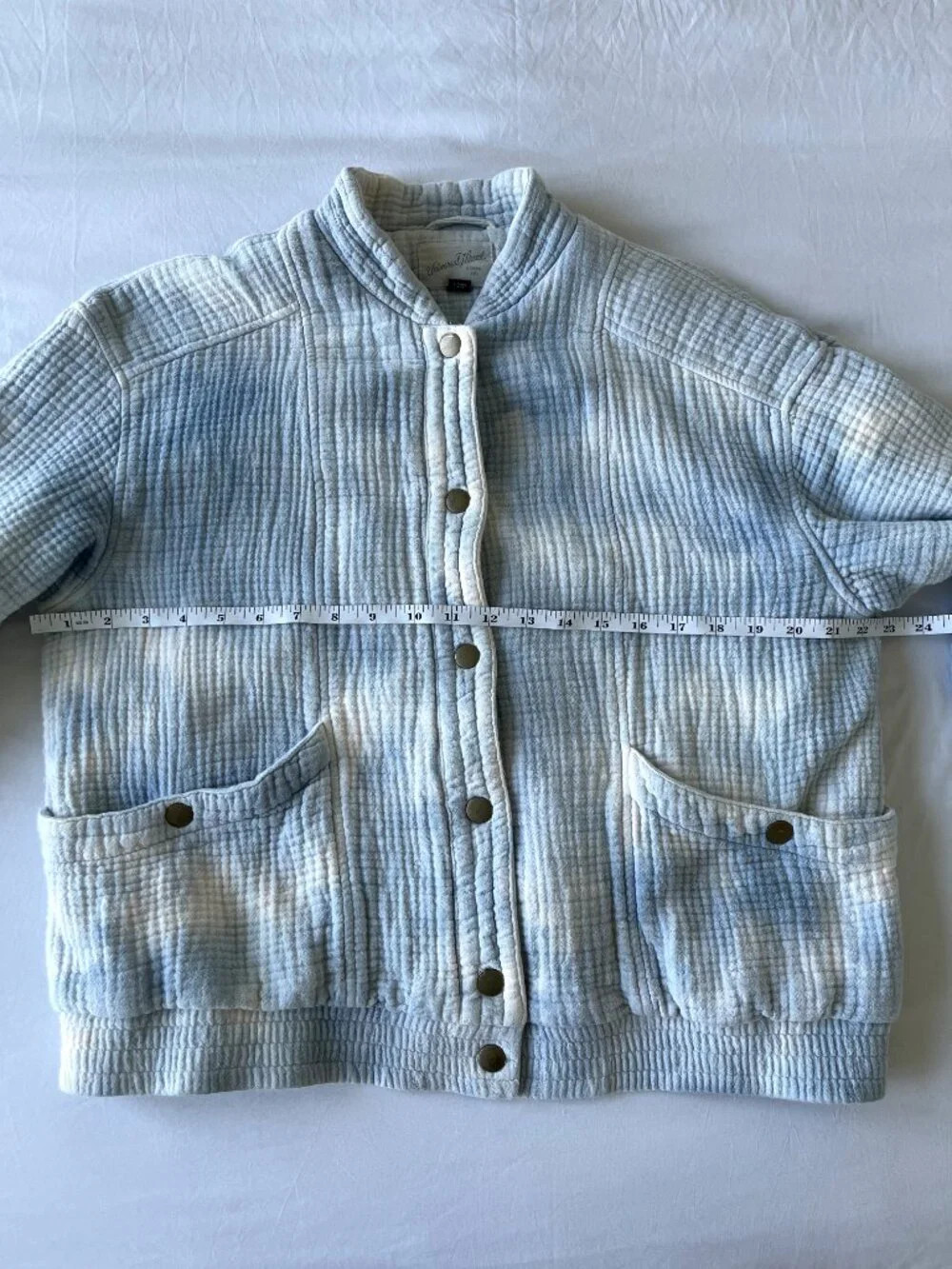 Universal Thread Blue & White Tie-Dye Quilted Jacket - Cotton Bomber Style - M